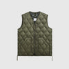 Taion Military V-Neck Zip Down Vest - Dark Olive - Front