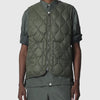 Taion Military V-Neck Zip Down Vest - Dark Olive - Front On Shot