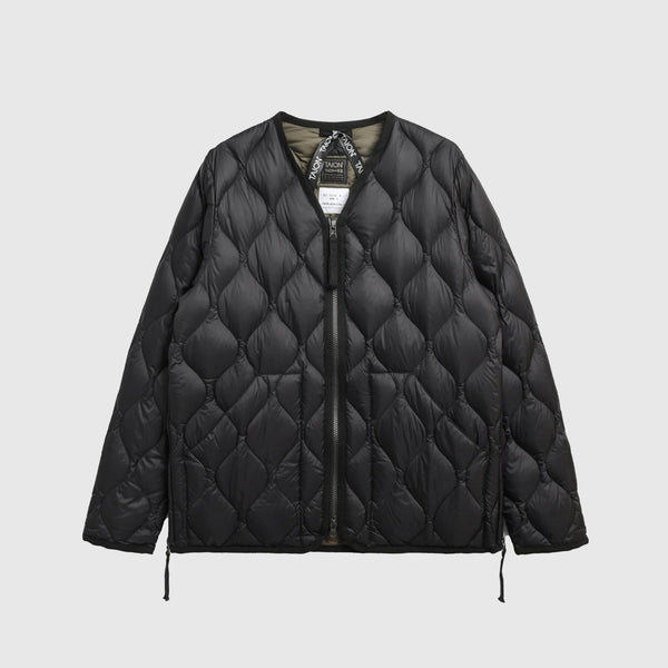 Taion Military W-ZIP V Neck Down Jacket - Black - Front