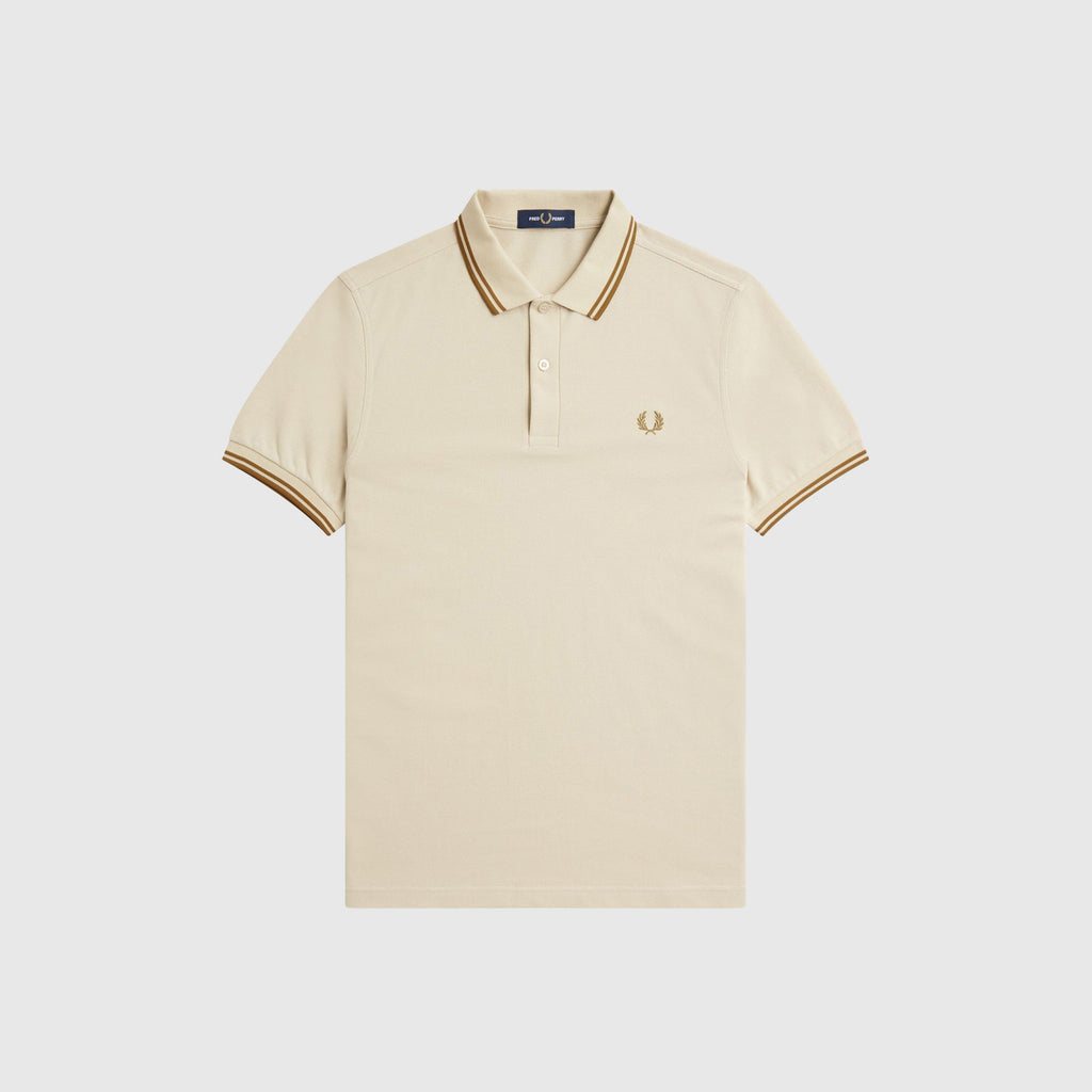 Twin Tipped Fred Perry Shirt - Oatmeal - Front