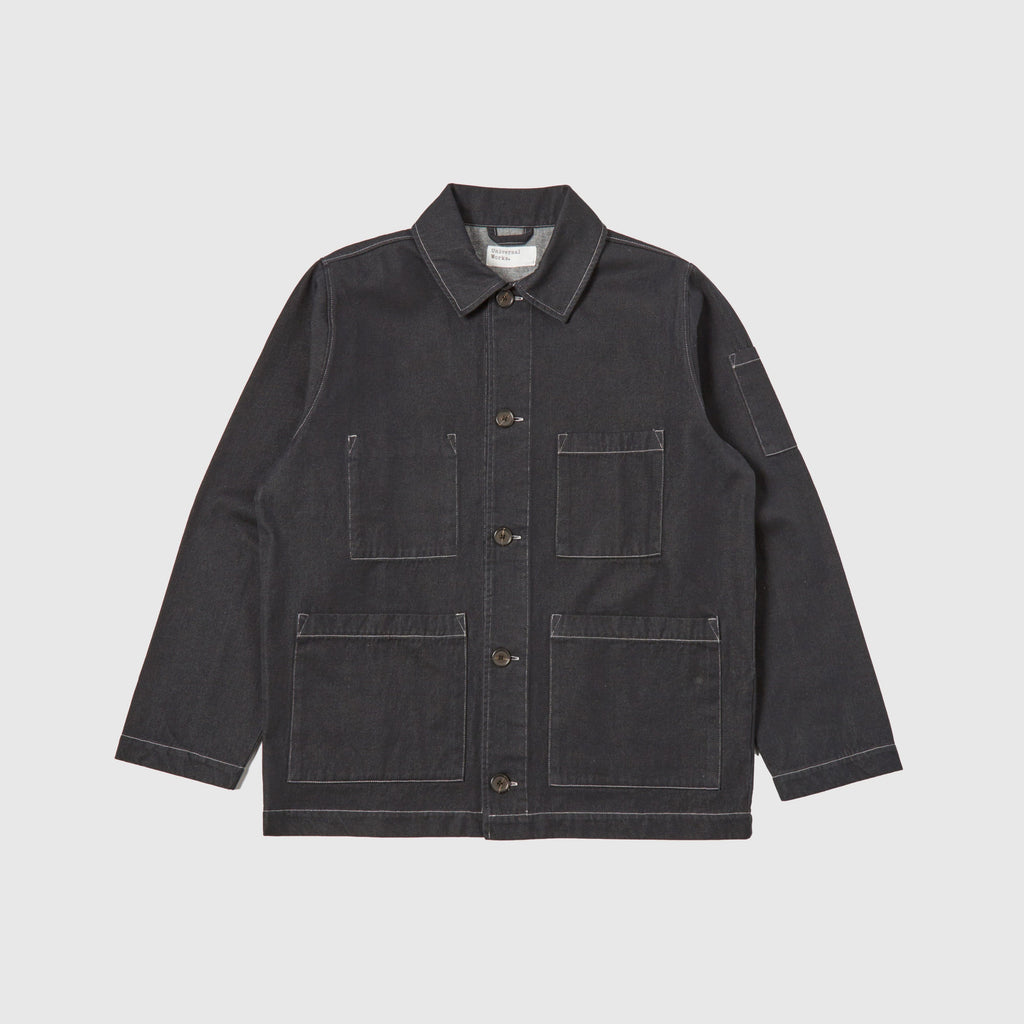 Universal Works Coverall Jacket - Black - Front