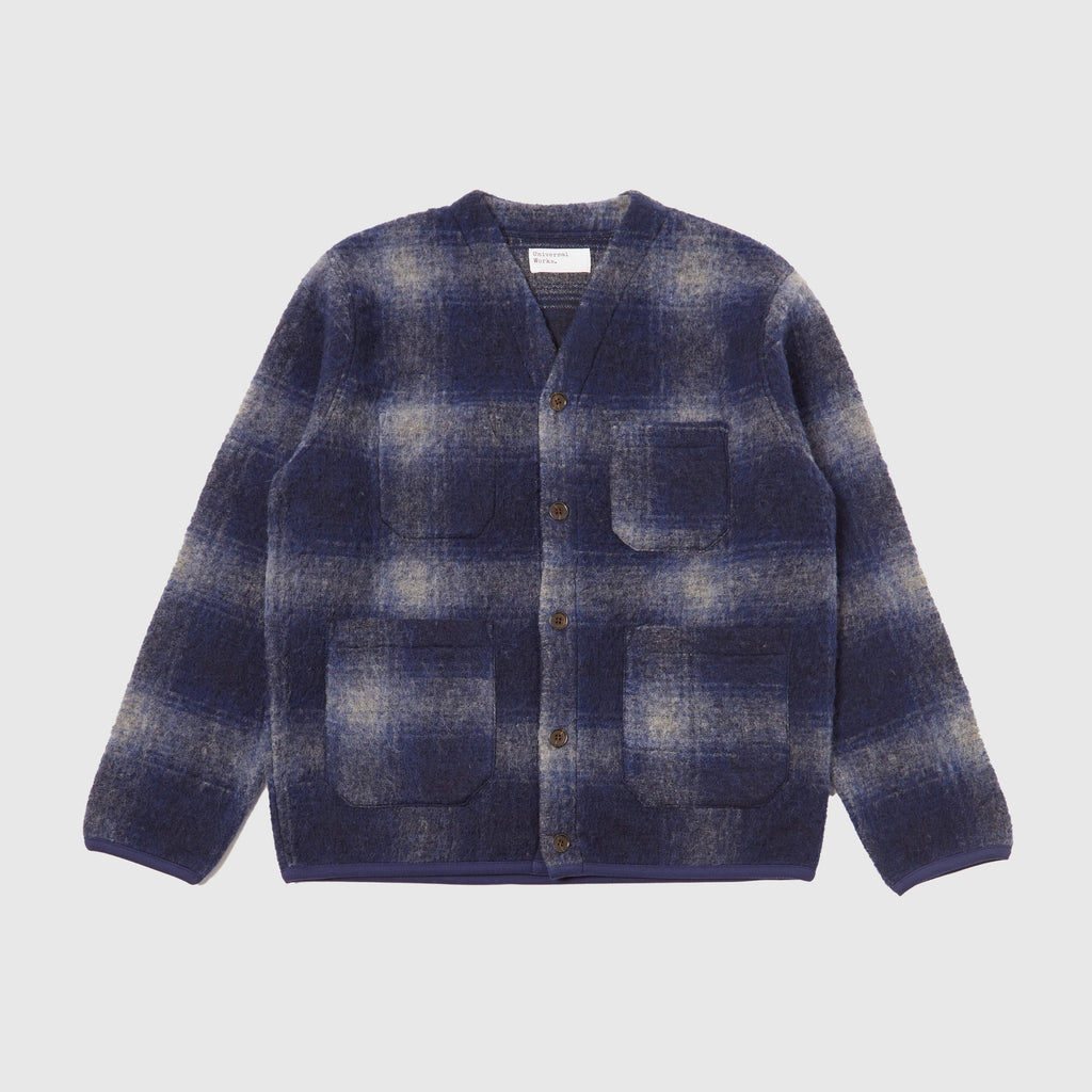 Universal Works Cardigan - Navy / Grey - Front