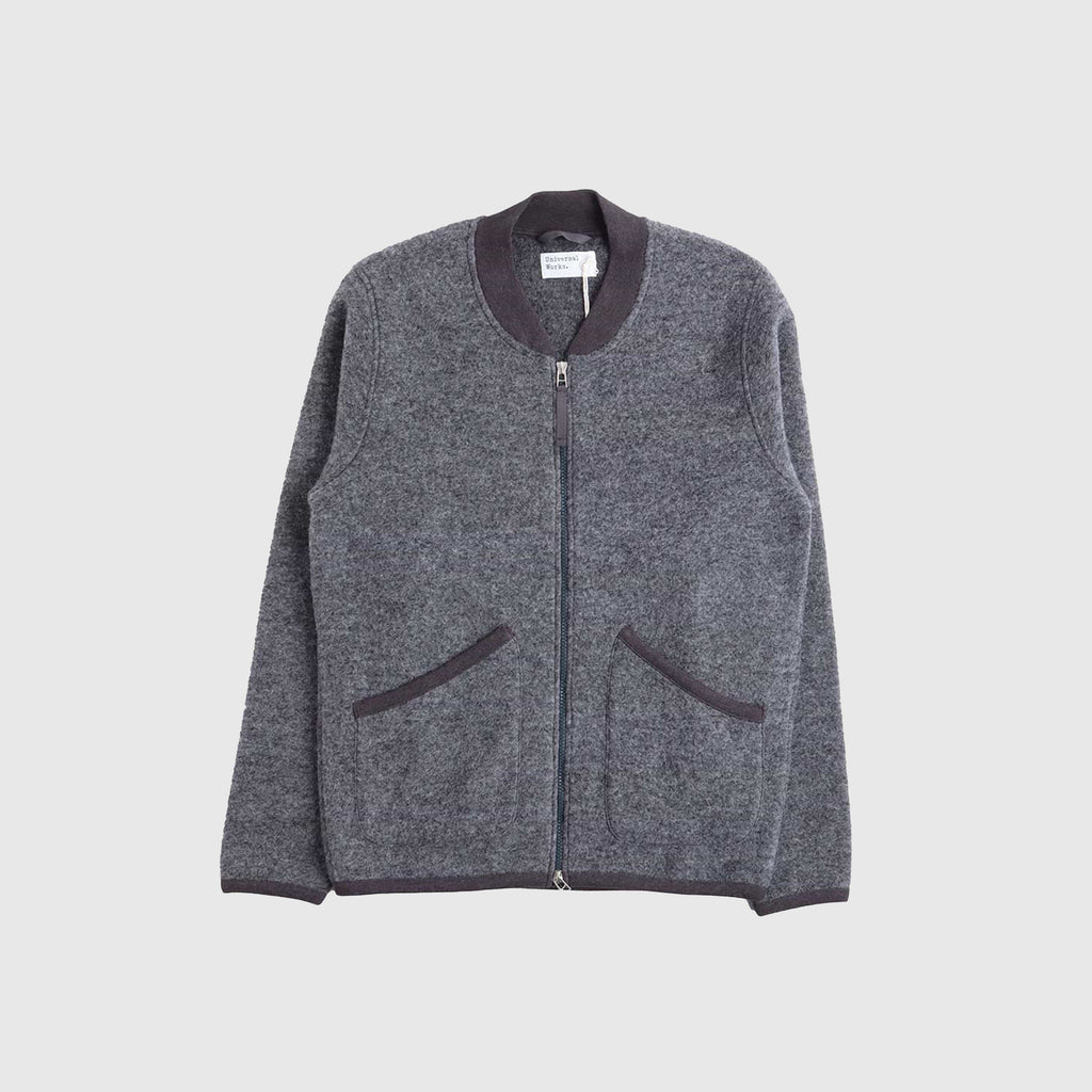Universal Works Zip Bomber - Grey Marl - Front