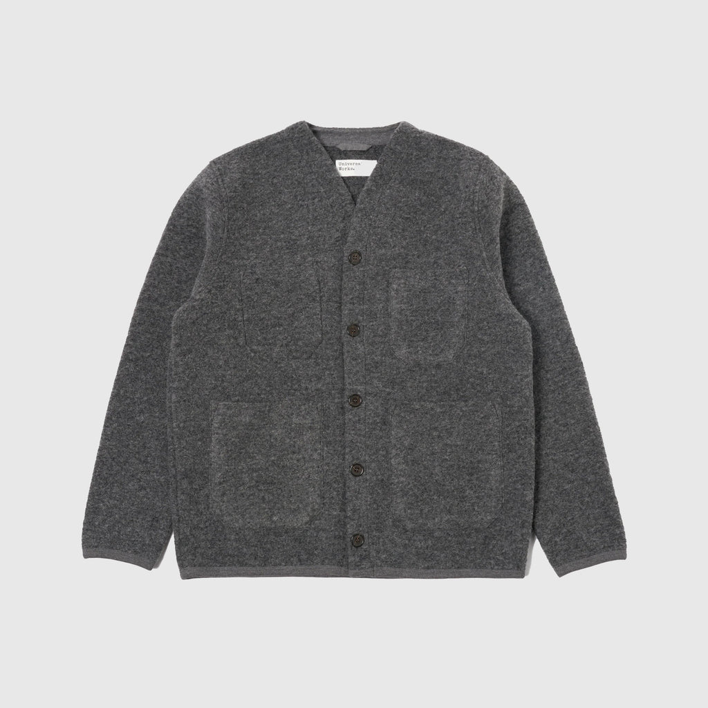 Universal Works Cardigan - Grey Marl - Front