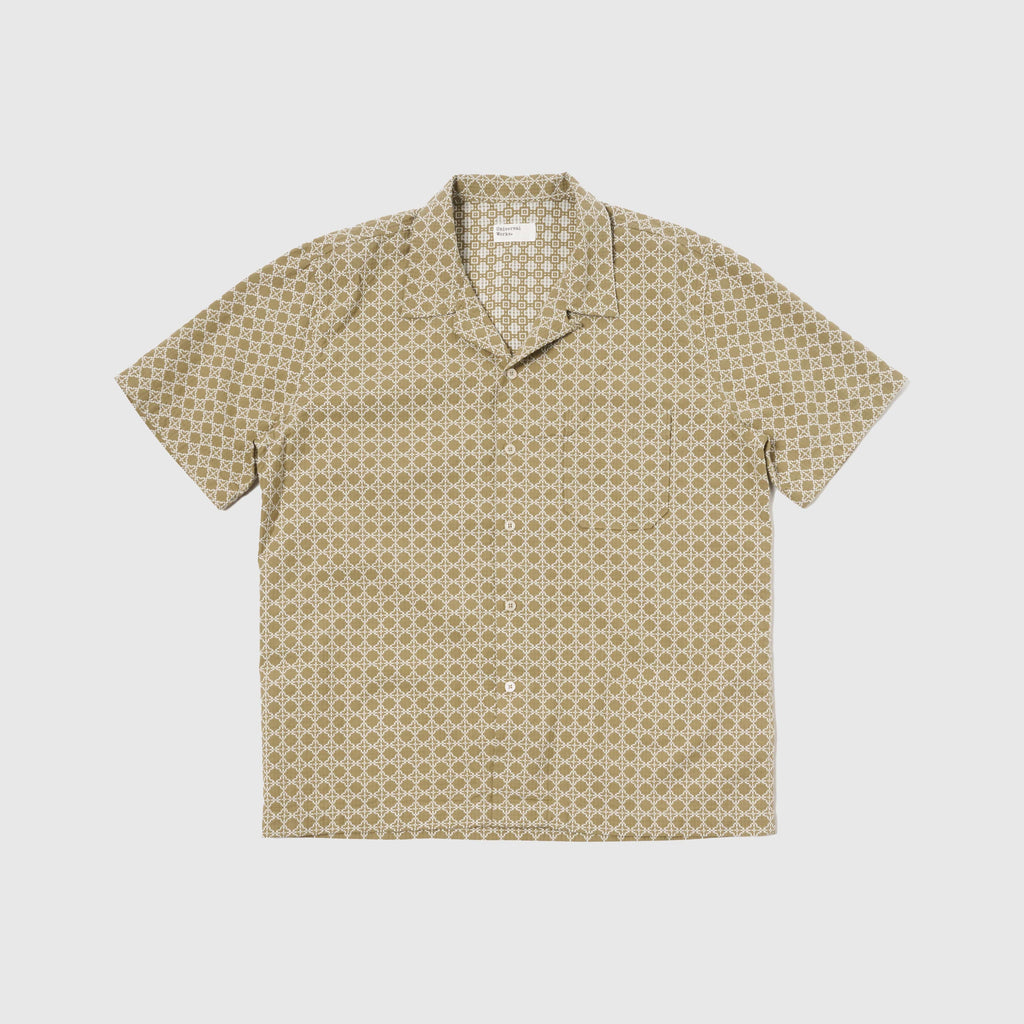 Universal Works Road Shirt - Sand / White - Front