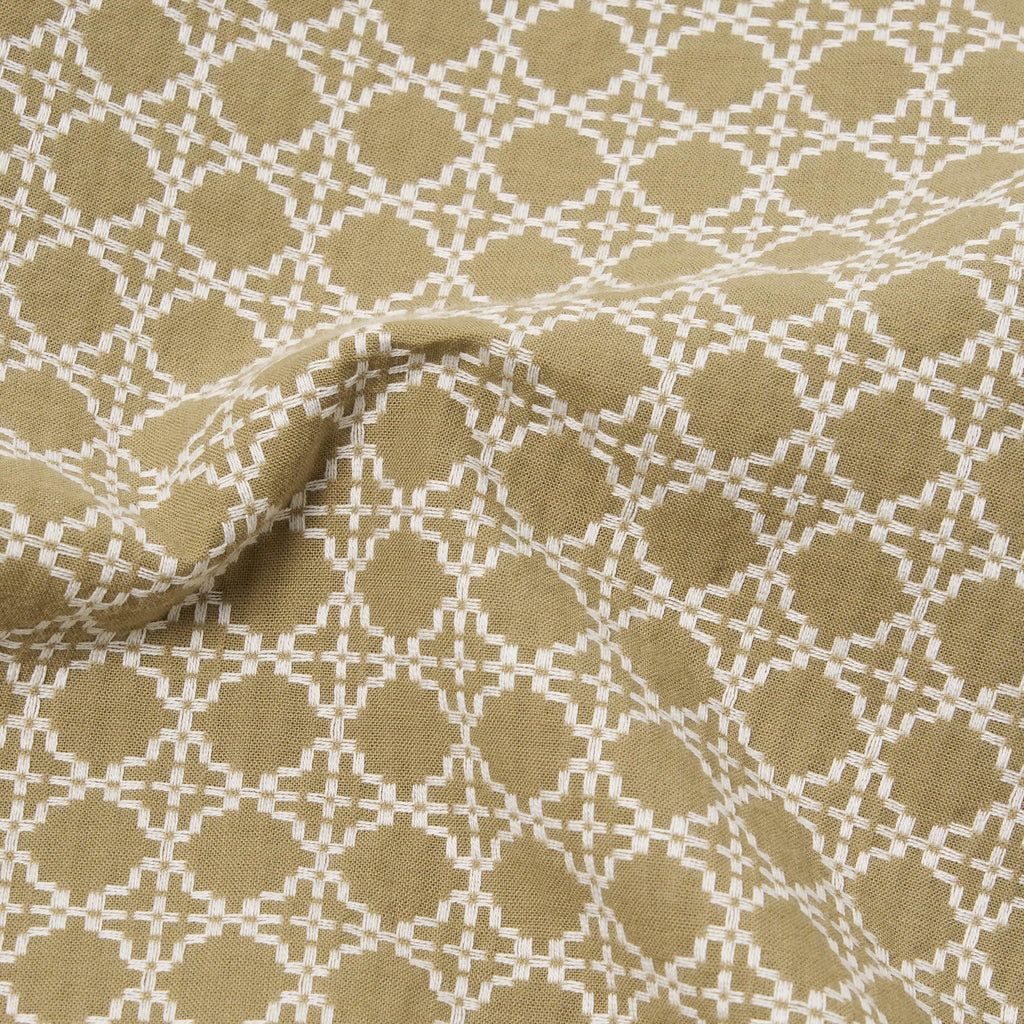 Universal Works Road Shirt - Sand / White - Close Up