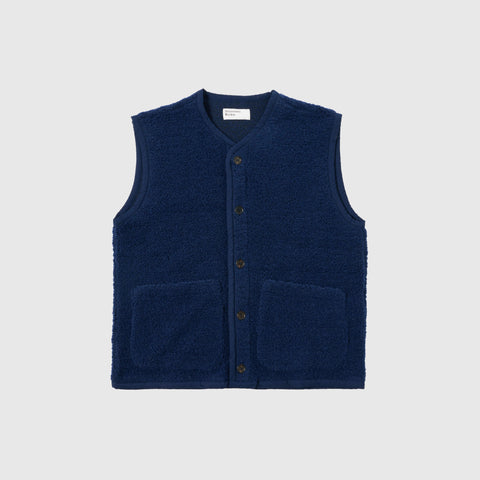 Universal Works Lancaster Gilet - Navy - Front