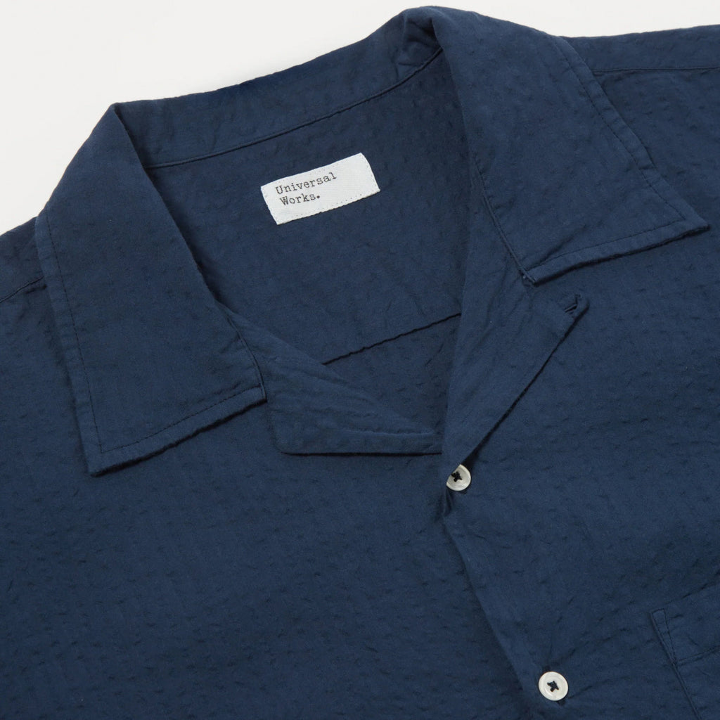 Universal Works Camp 2 Shirt - Navy - Front Close Up