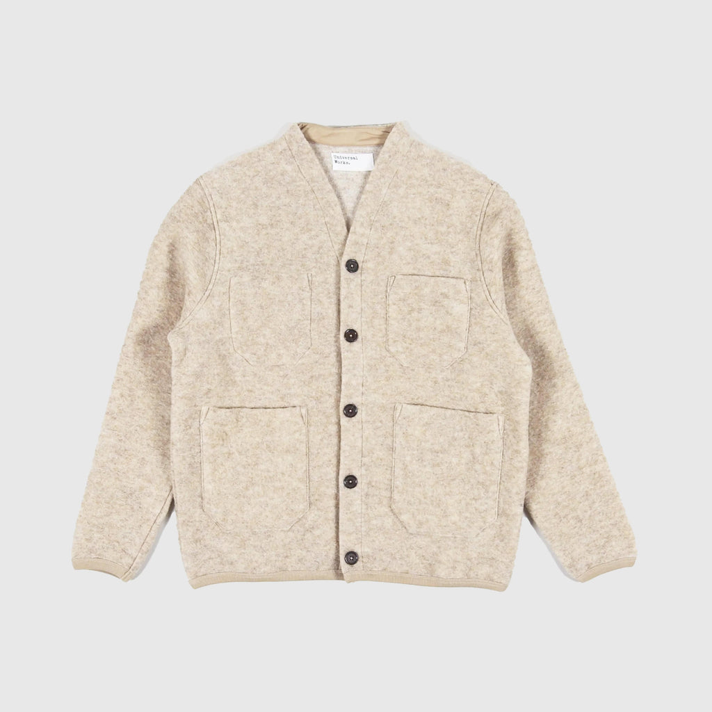 Universal Works Cardigan - Stone - Front