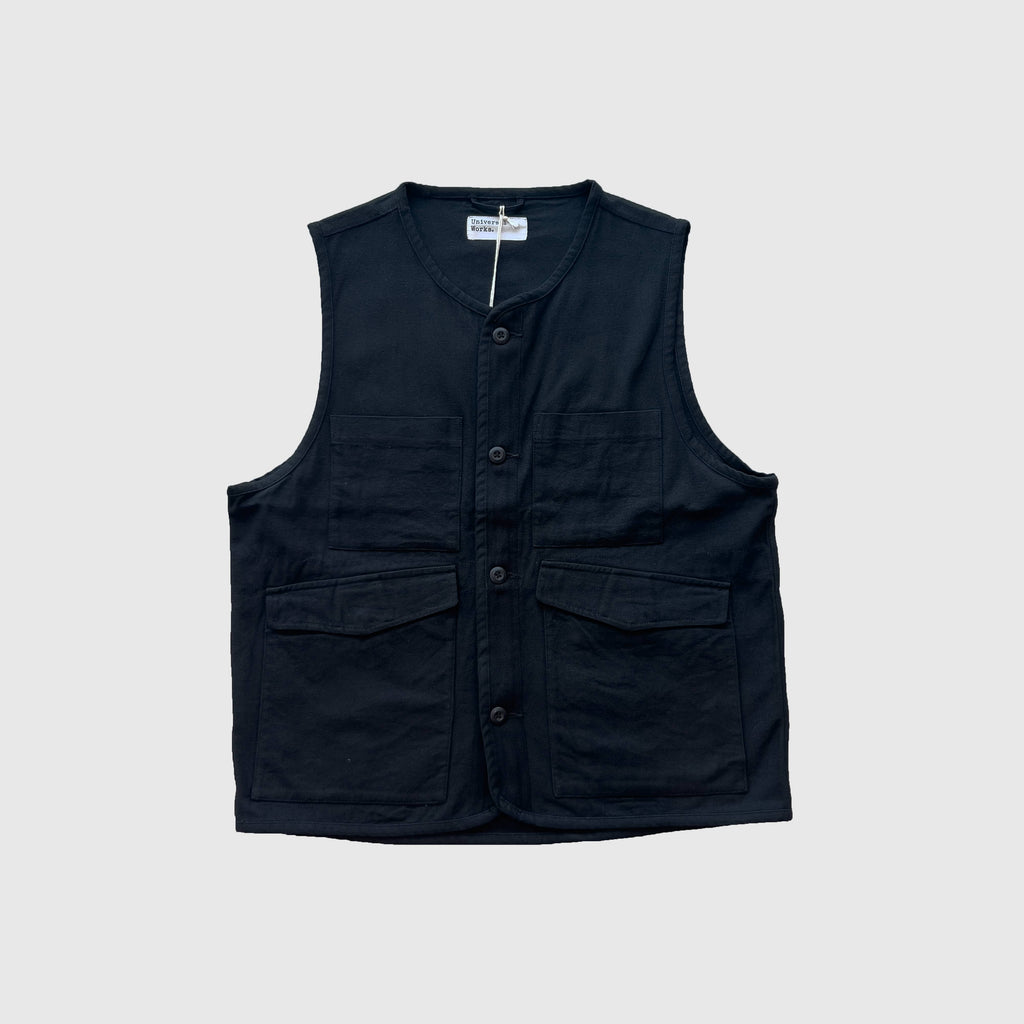 Universal Works 4 Pocket Gilet - Black - Front
