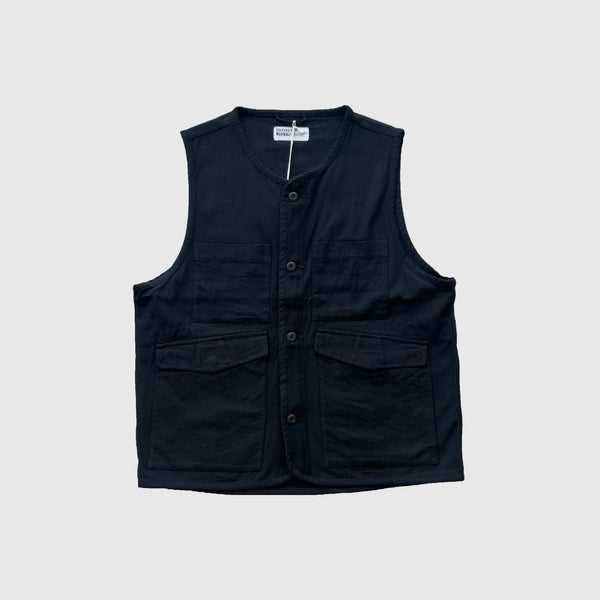 Universal Works 4 Pocket Gilet - Black - Front
