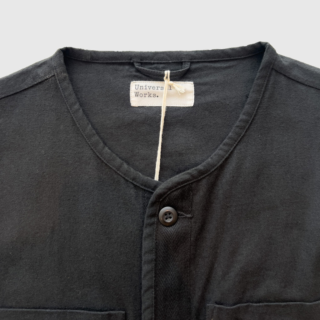 Universal Works 4 Pocket Gilet - Black - Front Close Up