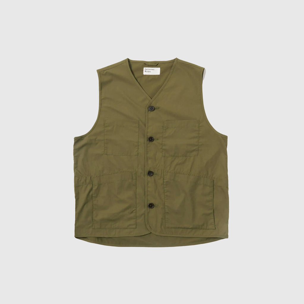 Universal Works City Waistcoat - Olive - Front