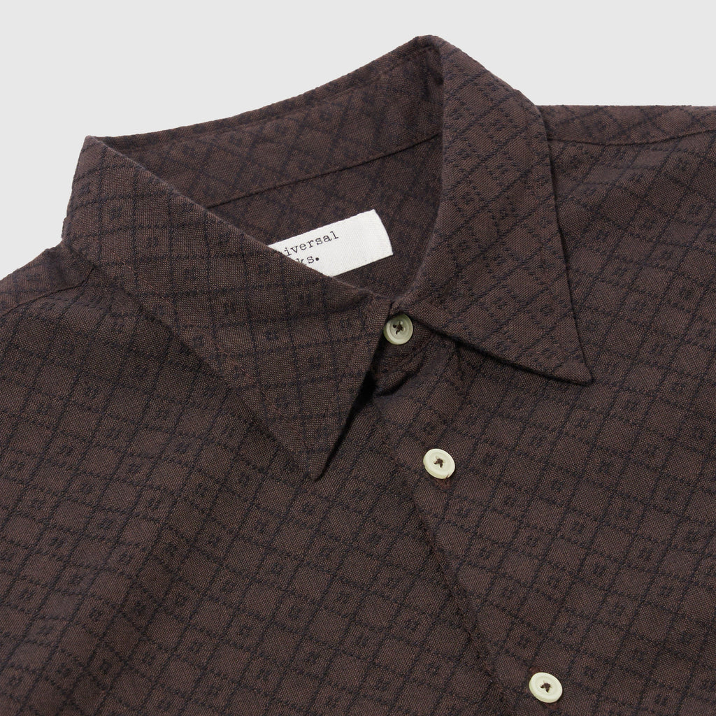 Universal Works Lucky Shirt - Brown - Front Close Up