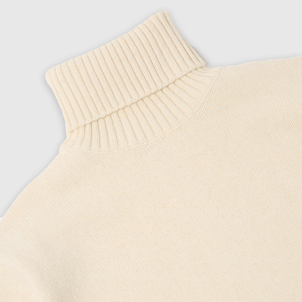 Universal Works Roll Neck - Ecru - Front Close Up