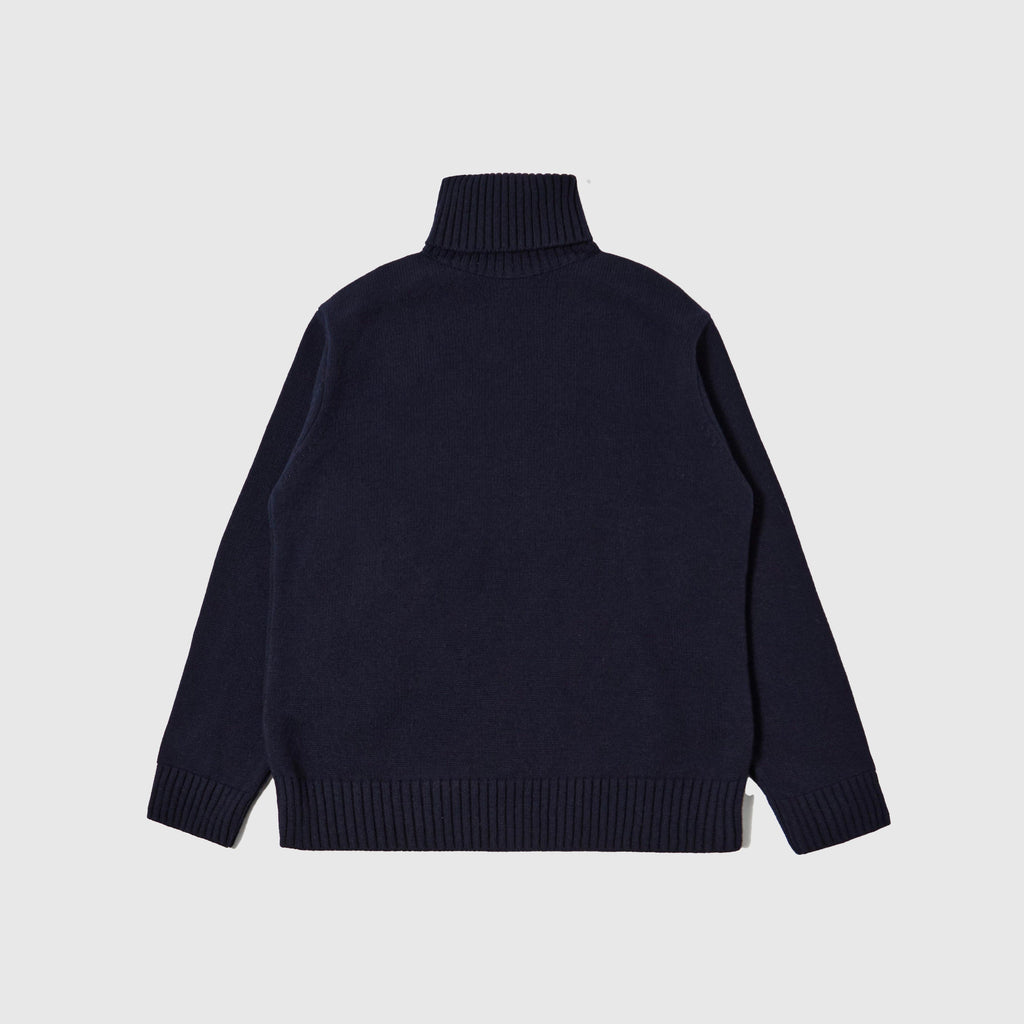 Universal Works Roll Neck - Navy - Front