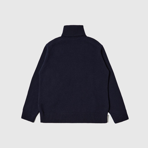 Universal Works Roll Neck - Navy - Front