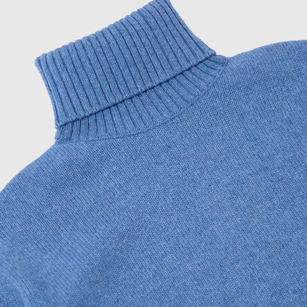 Universal Works Roll Neck - Pale Blue - Front Close Up