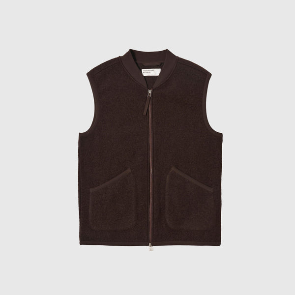 Universal Works Zip Waistcoat - Brown - Front