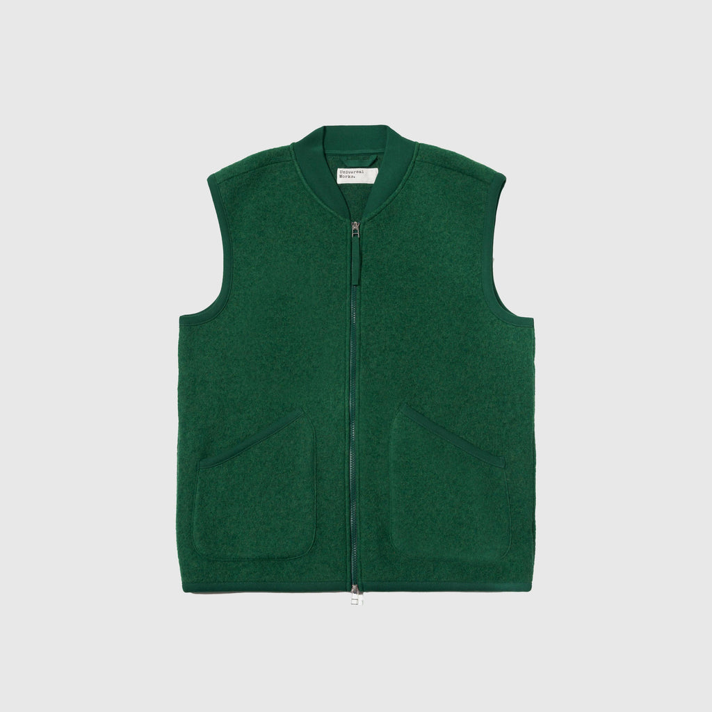Universal Works Zip Waistcoat - Green - Front