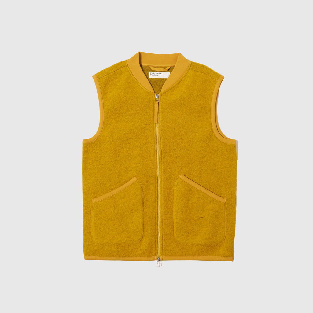 Universal Works Zip Waistcoat - Yellow - Front