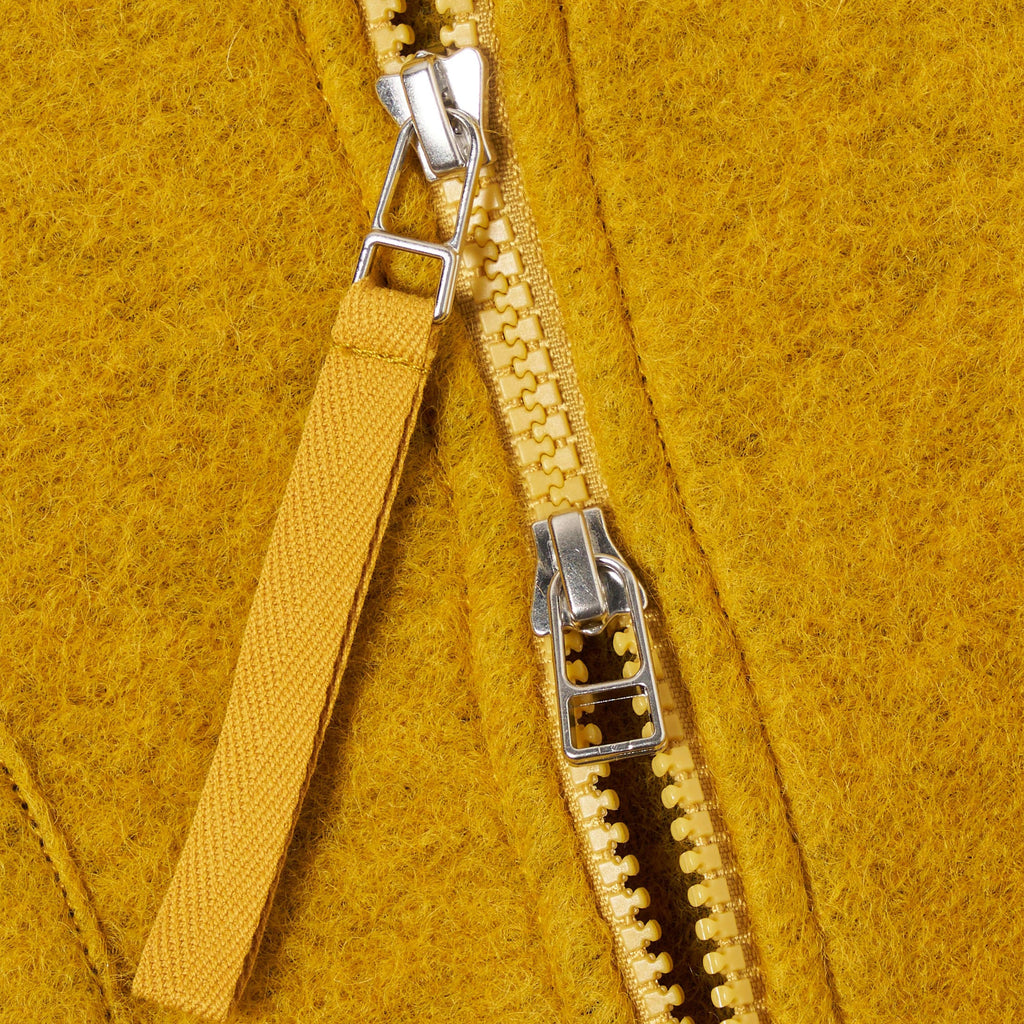 Universal Works Zip Waistcoat - Yellow - Front Close Up