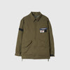 Universal Works x Taion Down CR RAF Jacket - Olive - Front With Badge Attached At Left Chest