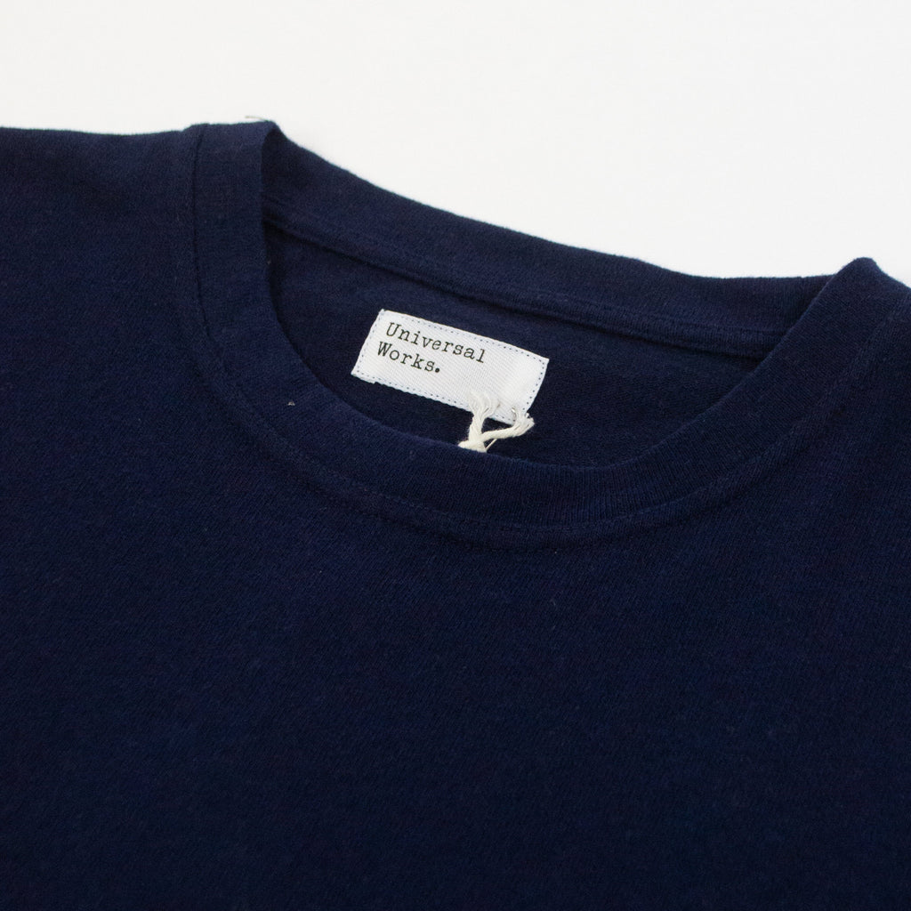 Universal Works L/S Big Pocket Tee - Navy - Front Close Up