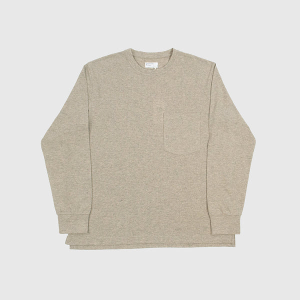 Universal Works L/S Big Pocket Tee - Sand - Front