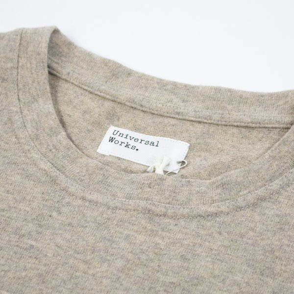 Universal Works L/S Big Pocket Tee - Sand - Front Close Up