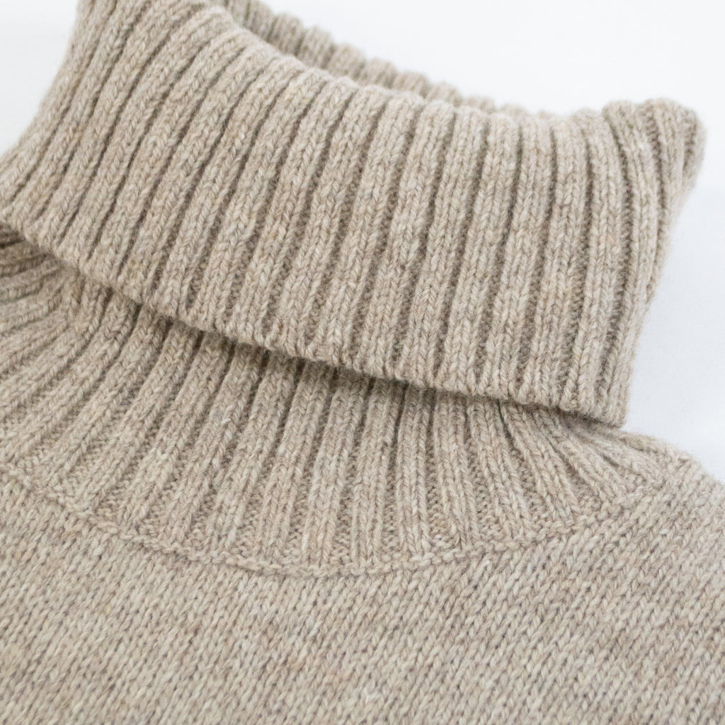 Universal Works Roll Neck - Oatmeal - Front Close Up