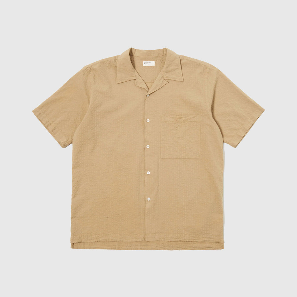 Universal Works Camp 2 Shirt - Summer Oak Onda Cotton - Front