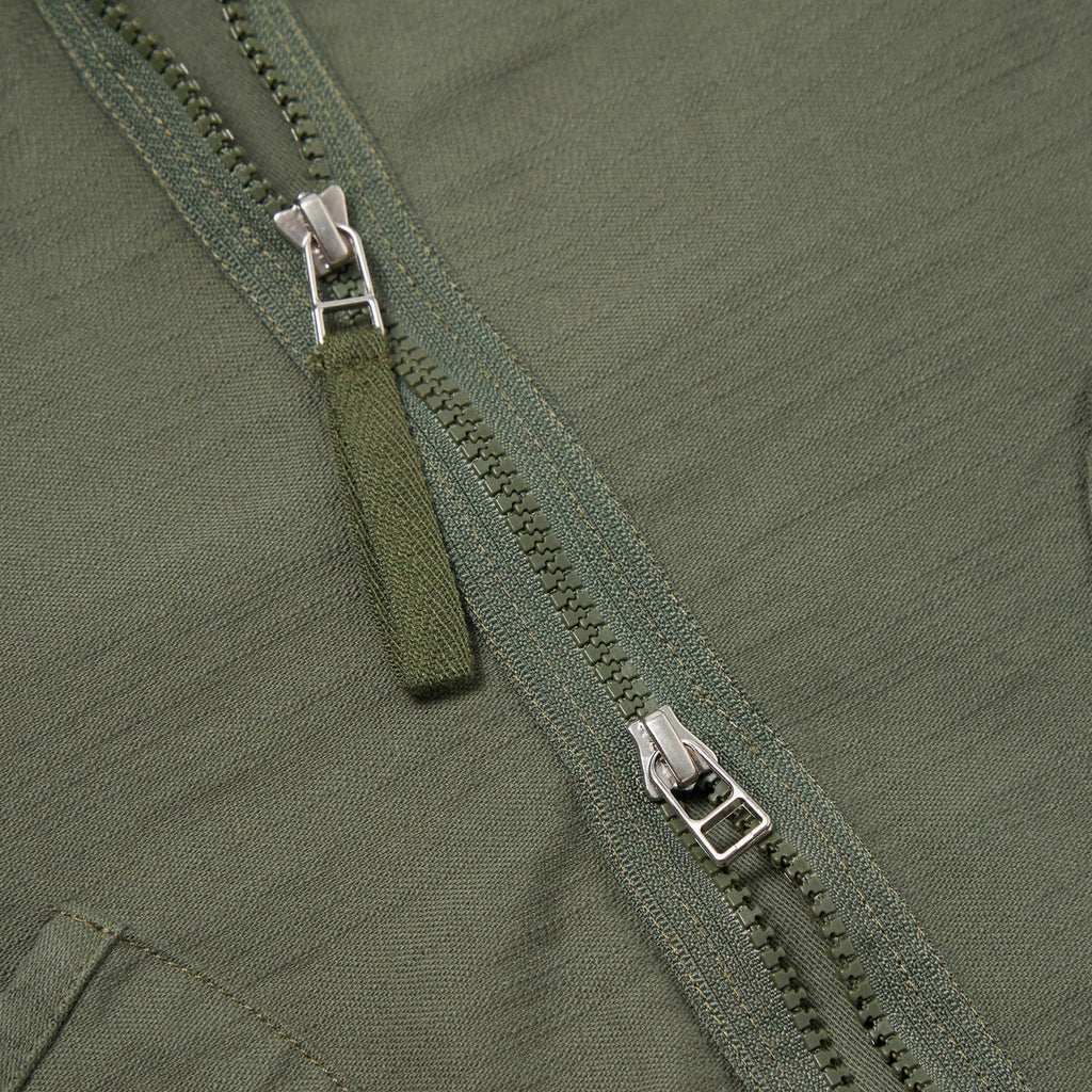 Universal Works Zip Liner Jacket - Olive - Front Close Up