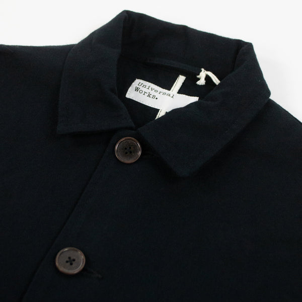 Universal Works Bakers Chore Jacket - Black - Front Close Up