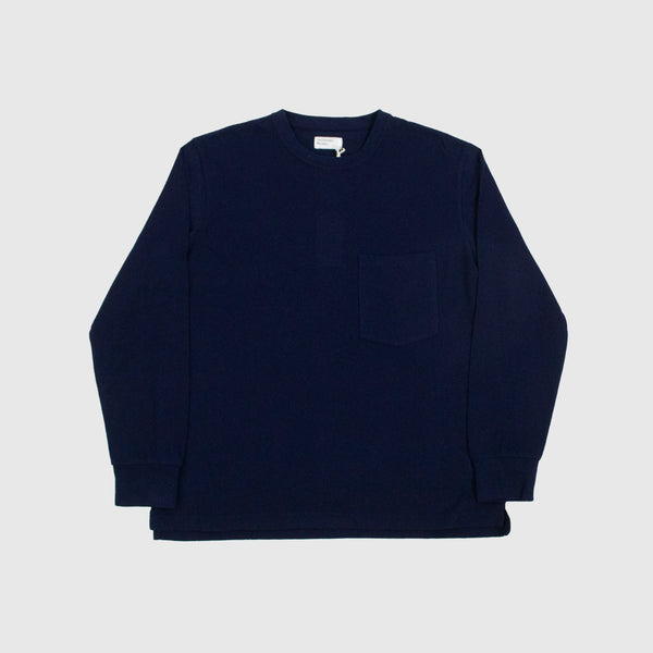 Universal Works L/S Big Pocket Tee - Navy - Front