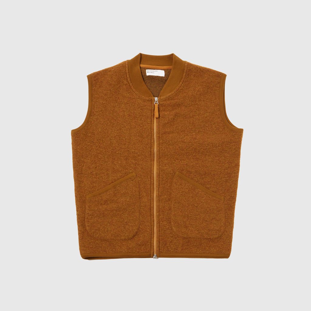 Universal Works Zip Waistcoat - Mustard - Front