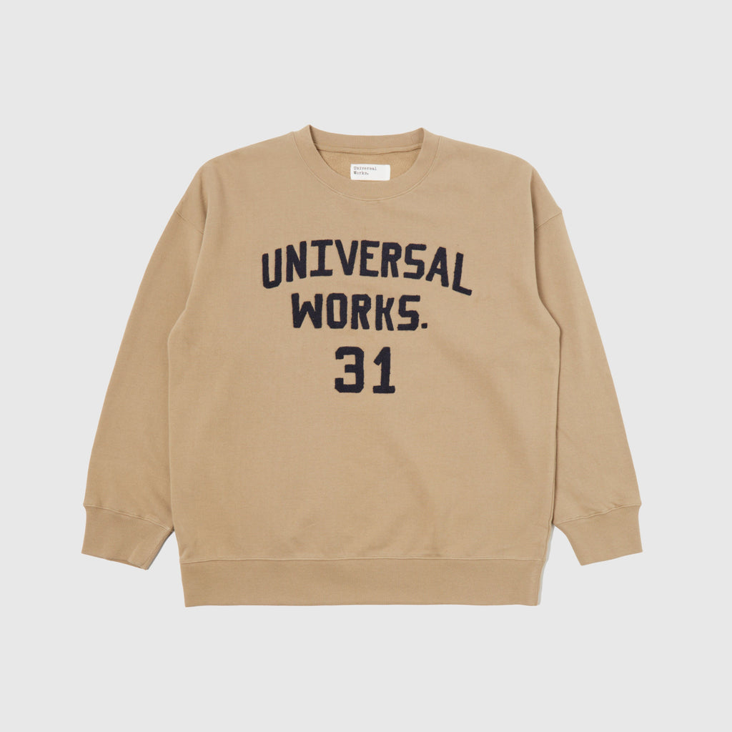 Universal Works Embroidered Sweatshirt - Sand - Front