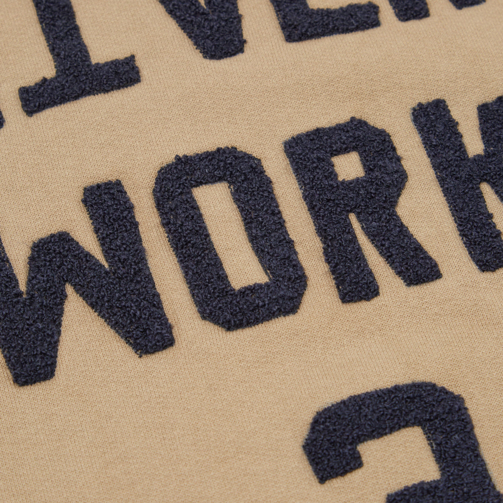 Universal Works Embroidered Sweatshirt - Sand - Front Close Up