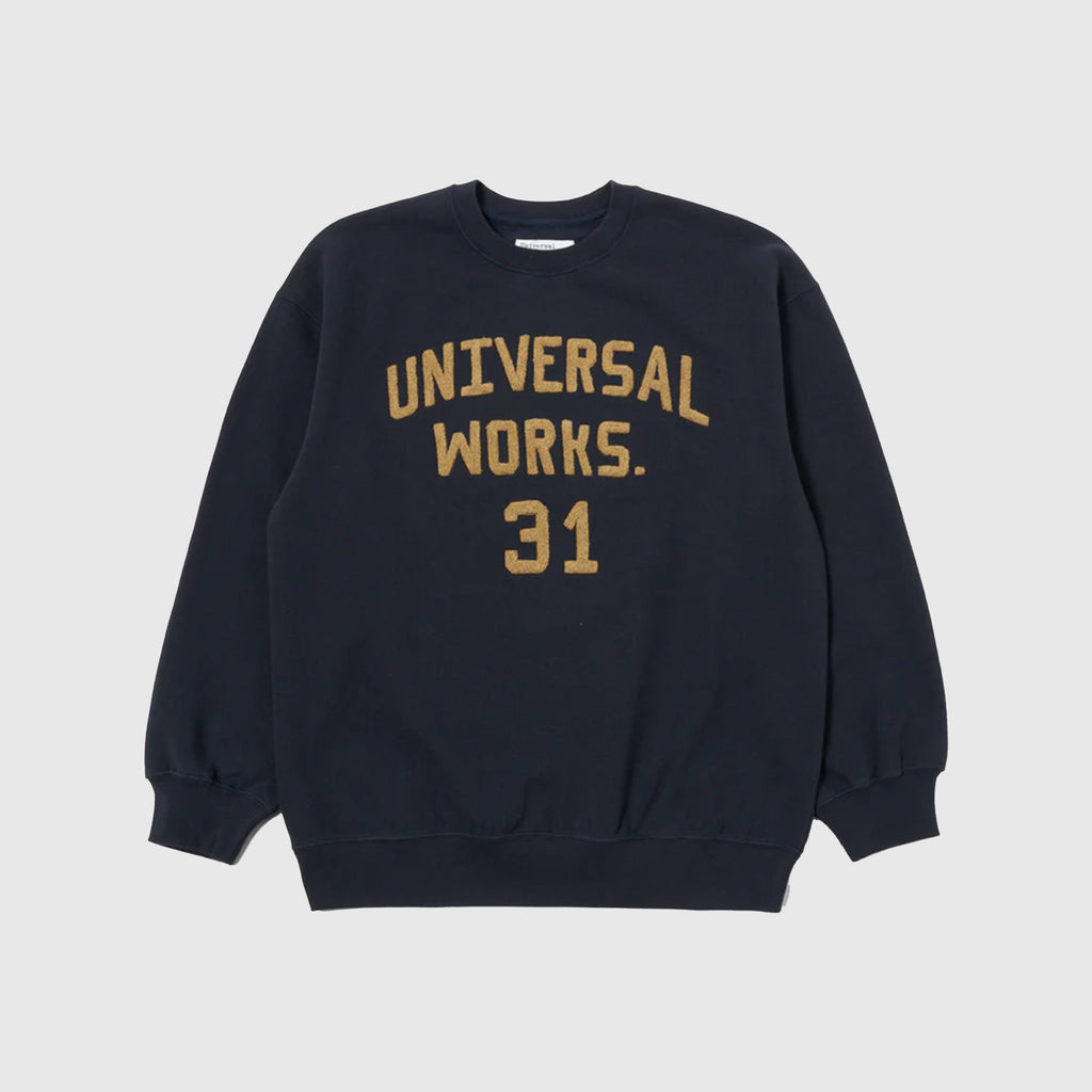 Universal Works Embroidered Sweatshirt - Navy - Front