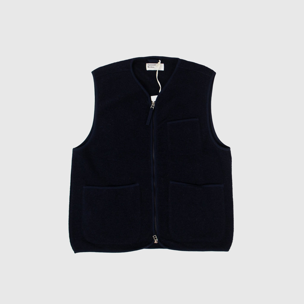 Universal Works Zip Gilet - Navy - Front