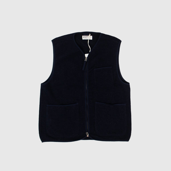 Universal Works Zip Gilet - Navy - Front