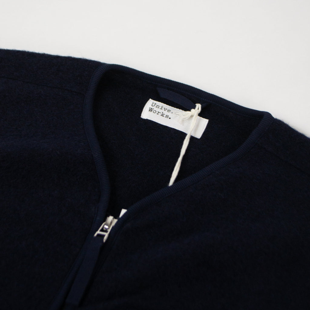 Universal Works Zip Gilet - Navy - Front Close Up