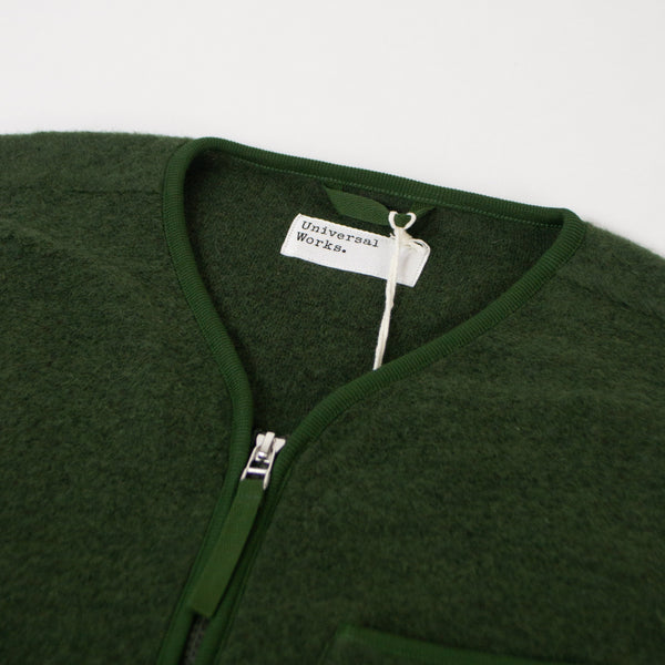 Universal Works Zip Gilet - Olive - Front Close Up