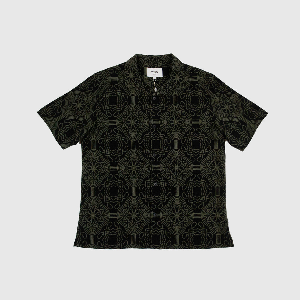 Wax Didcot SS Shirt - Black / Green - Front