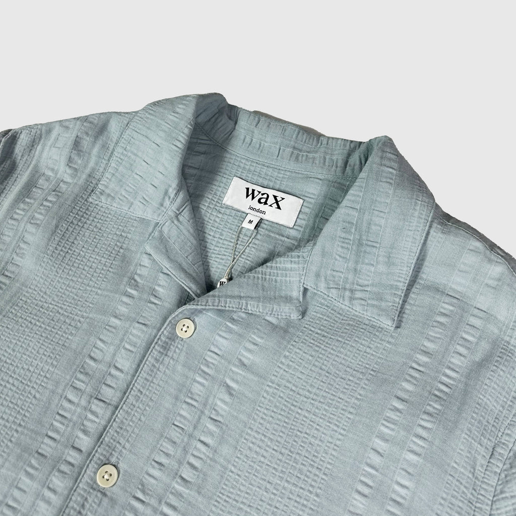 Wax Didcot SS Shirt Seersucker - Blue - Front Close Up
