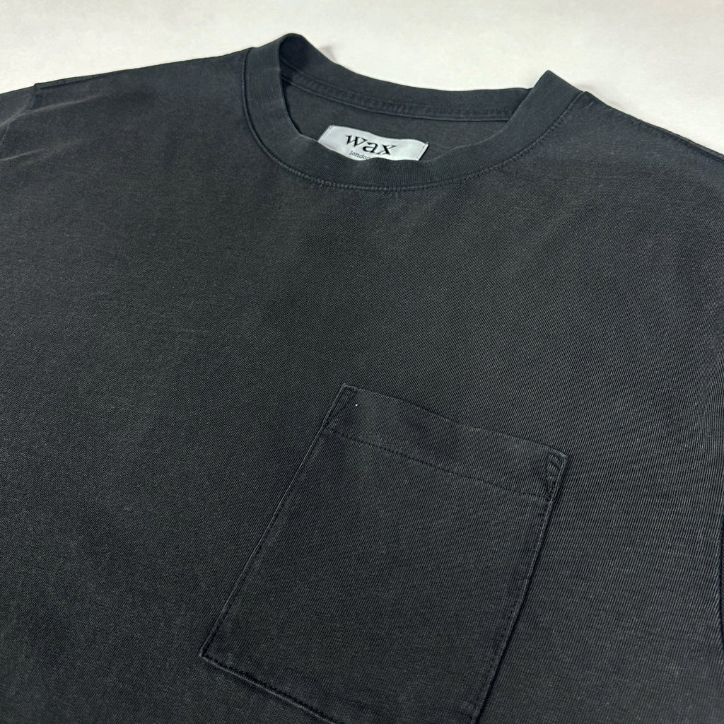 Wax Dean Pocket Tee - Washed Black - Front Close Up