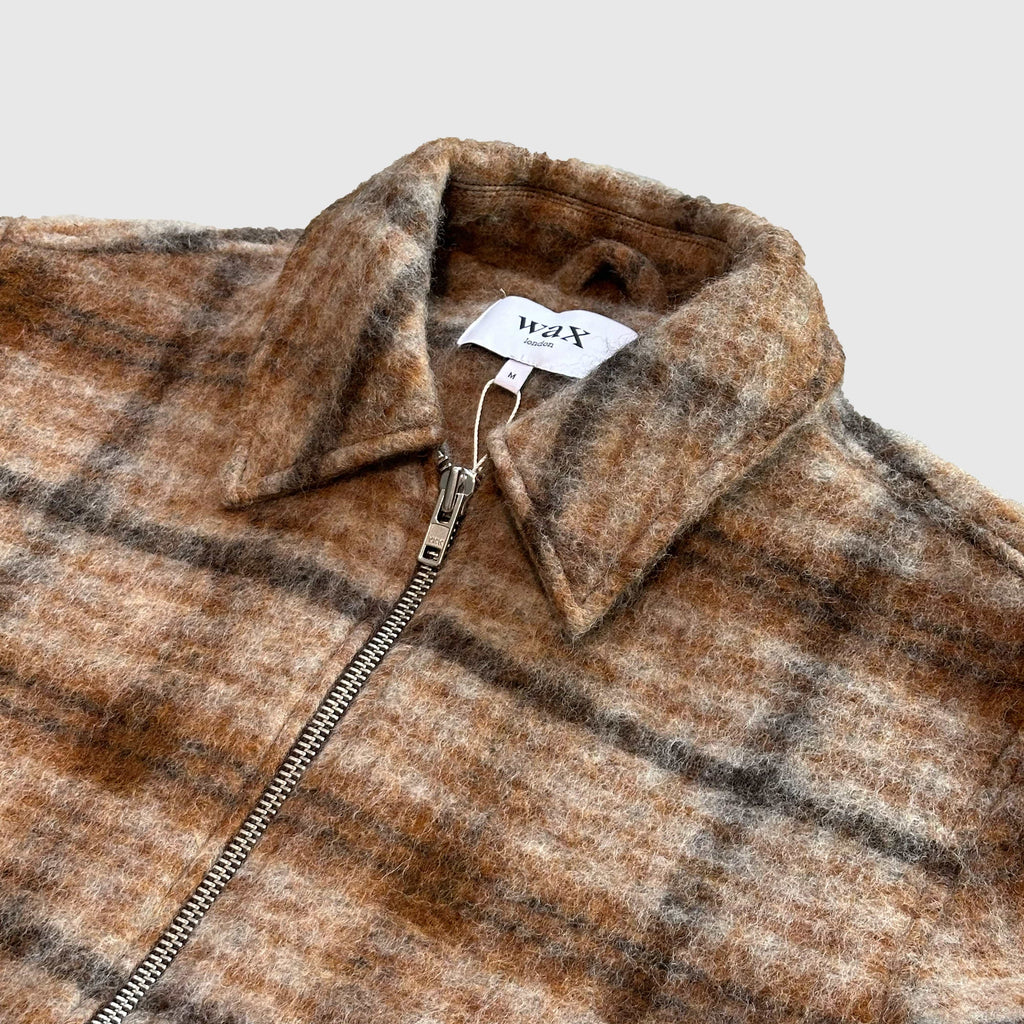 Wax Heath Jacket - Drawn Check Natural / Tan - Front Close Up
