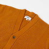 Wax Walker Cardigan Rib Stitch - Ochre - Front Close Up
