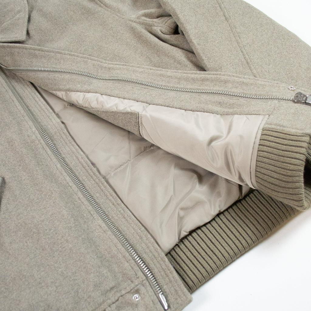 Wax Knoll Bomber Jacket - Natural - Front Close Up Open