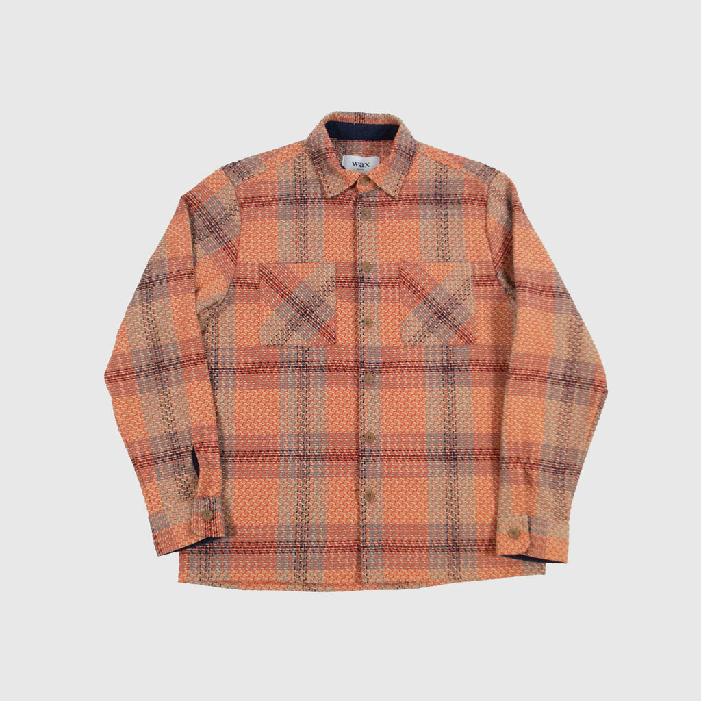 Wax Summer Whiting Overshirt - Rust / Navy - Front